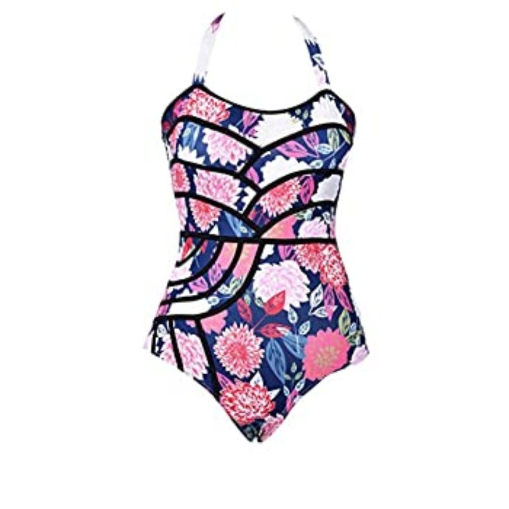 Cupshe Colorful Print One-Piece Halter Swimsuit